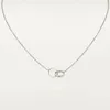 Luxury New Classic Design Double Loop Charms Pendant Love Necklace for Women Girls 316L Titanium Steel Wedding