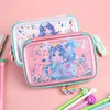 Väskor blyertsfodral Anime Stationery för skola 2021 Trousse Scolaire stor kapacitet Pencil Box Three Zippers School Case Transparent