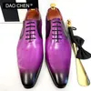 Buty design męskie buty Oxford Fioletowe czarne nadruki skóry węża męskie buty buty koronkowe do góry piankowane palce Poliska