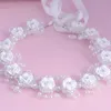 Bijoux de cheveux de mariage romantique en céramique fleur perles de cristal bandeaux pour les femmes couronne de mariage à la main diadème de mariée avec lumière LED guirlande lumineuse 230630