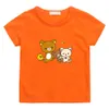 Set di abbigliamento Rilakkuma Bear Kawaii Cartoon Print Tshirt per ragazzi e ragazze 100 Cotton Summer Soft Teeshirt Casual manica corta confortevole 230630