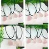 Collane con ciondolo Natural Irregar Pink Rough Stone Healing Rose Quartz Crystal Gemstone Collana Gioielli da donna Drop Delivery Pendenti Dhgtm