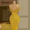 Urban Sexy Dresses Lowime 2023 Gold Party for Women Handgjorda kristaller Lyxiga aftonklänningar Halter Sequins Mermaid Prom Celebrity 230630