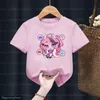 Set di abbigliamento 2024 Maglietta da ragazza Anime giapponese Ironmouse Cartoon Stampato Maglietta per bambini Moda Camicia rosa Top all'ingrosso 230630