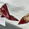 Shiny Leather Women's Pointed High Heels Crocodile Pattern Strange Wedge High heels Office Ladies Career Shoes