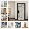 Other Decorative Stickers 3D Wallpaper Self Adhesive Door Mural Removable Vinyl Home Decor Art Decal Wooden Scenery Wall Poster Porte deursticker 230701