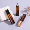 Tawny Glass Roll On Bottles Verres de 10 ml Rolling ball-bottle Portable Mini Makeup eye cream bottle cosmetics Empty-Bottles by sea T9I002359