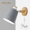 Lamps PHYVAL Nordic With Switch Iron E27 Macaroon 6 Color Bedside Lamp Led EU/US Plug Wall Sconce LightHKD230701