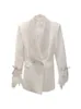 Costumes pour femmes Blazers Haute Qualité Minceur Plume Décoration Costume Veste Femmes Automne Hiver Blanc Blazer Manteau Survêtement 230630