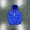 New Trapstar Down Jacket Cotton Jacket Men's Decoding Hooded Blue Fashion Long Sleeved Top for Warmth