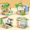 Blocks City Street View Architecture Food Shop House متجر بيع بالتجزئة مطعم فيلا Micro Building Block ألعاب تعليمية R230701