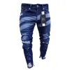 Blyertspenna jean byxor mode tvättade blå män jeans kläder färggradient lång smal fit blixtlåsare jeans233i