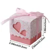 Подарочная упаковка 50Pcs Love Heart Коробки для конфет с лентой Сувениры Подарочная коробка Крещение Baby Shower Свадебные сувениры Подарки для гостей Party Supply 230630