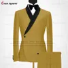 Herenpakken Blazers Luxe Formeel Zwart Bruiloft Heren Pak Set Slim Fit Bruidsjonkers Bruidegom Tuxedo Witte Ontwerpen Glanzende Shawl Revers Blazer Broek 2 Stuks 230630