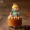 Fabric Little Prince Clockwork Rotation Round Base Musical Boxes Wooden Music Box Wood Crafts Retro Gift Home Decoration Accessories