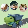 Sand Play Water Fun Kids Dinosaur Beach Toys Set com Pá Ancinho Regador e Moldes Escavação ao Ar Livre Caminhão Basculante 230630