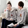 Winter new coral cashmere couples pajamas men and women plus velvet thick flannel can be outside the home clothing suit279Z