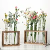 Vasi Pianta idroponica in legno Vaso da fiori vintage Vaso Cornice trasparente Piante da tavolo in vetro Decorazioni per la casa 230701