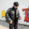 남성 자켓 Hybskr Thicken Solid Color Mens Parkas 대형 따뜻한 겨울 가죽 코트 하라주쿠 패션 남성 느슨한면 패딩 230630