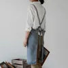 New Adjustable Neckband Waistline Denim Apron Convenient Front Pocket Foldable Soft Wear-resistant Overalls for Home Kitchen Garden