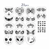 Tatuaggi temporanei 21pcs Natale Festa di Halloween Bambini Riutilizzabili Disegno Arte Fai da te Stile vivido Lavabile Viso Body Painting Stencil Set 230701