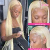 Synthetic Wigs Blonde 613 Lace Frontal Wig 13x6 HD Front Human Hair Pre plucked Straight For Women Short Bob 230630