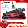 DVRs Jansite 10 "25K أو 4K مسجل فيديو رقمي للسيارات بشاشة تعمل باللمس مسجل فيديو عدسة مزدوجة رؤية مرآة داش كام 1080P كاميرا خلفية التحكم الصوتي HKD230701