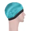 Män silkeslen kupol vågkapsel elastiska bandanas unisex peruk cap natt sömn headcover cancer håravfall kemo mössa dug hårtillbehör