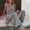 Kobiety Jumpsuits Rompers Vintage Button Sumpsuit Summer Kobiety Przyczynowe spasy na plaży Playsit Fashion Lose Solid Tleeless z kapturem Romper Streetwear 230630