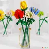 Bloki kwiatowe romantyczne kwiaty bukietowe bloki składowe małe cząsteczki ze zmontowanymi zabawkami dla dziewczynki prezent urodzinowy R230701