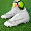 Sicherheitsschuhe Herren Fußballschuhe Professionelle High Top Blaue Turnschuhe Rutschfestes Outdoor-Training Lange Spike-Fußballschuhe Grasland-Sportschuh 230630