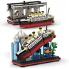 Blöcke Titanic brechen in zwei Hälften mit Koffer, Modellbausteine, Boot, Kreuzfahrtschiff, Schiffswrack-Bausätze, kreative Ideen, Sets, Spielzeug, Geschenke, R230701