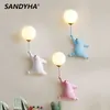 Lambalar SANDYHA LED İç Duvar Işık Yatak Odası Gece Ev Için Ay Lambası Yatak Odası Modern Minimalist Dekor Karikatür Ayı Çocuk LampHKD230701