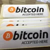 Zelfklevende stickers 10st 145x55cm Bitcoin hier geaccepteerd Label Sticker Winkel Crypto Valuta Fans Herinnering Waterbestendig Scheurbestendig Zilver Vinyl 230630