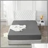 Draps Ensembles 1 Pc Drap De Lit Solide Matelas Er Avec Bande Élastique Résistant À L'abrasion S Gris Foncé Blanc Drop Delivery Dh3Sq