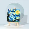 Boîte aveugle Artistique Pixel Peinture Petits Blocs de Construction Starry Night Kanagawa Diamant 3D Modèle Nano Brique Jouets pour Table Décor Micro 230630