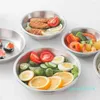 Ensembles de vaisselle 3 pièces en acier inoxydable plat Snack assiette ronde en métal Sushi cuisson casserole Dessert casseroles boeuf