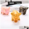 개 장난감 씹는 브랜드 귀여운 돼지 Grunting Squeak 라텍스 애완 동물 씹는 소리 훈련 제품 드롭 배달 홈 정원 Dhwtq