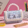 Handväskor Girls Princess Crossbody Bag Söt Bowknot Kids Linen Purses and Handbags Children's Mini Party Purse Gift 230701