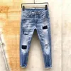 jeans en denim pour hommes mode italie jeans pour hommes true slim lavé zipper décoré pantalons décontractés urbains 223a