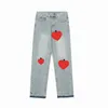 Designer Jeans for Womens Mens Make Old Washed Fashion Pants Straight Trousers Heart Letter Prints Woman Man Casual Long Style Bottoms S-xl {category}