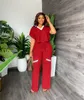 여성 Tracksuits 가을 정장 패션 캐주얼 반팔 T 셔츠 스포츠 스트레이트 바지 기질 우아한 두 조각 230630