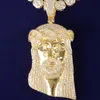 قلادات متدلية لا عجزا دينية على شكل رأس يسوع مجوهرات هيب هوب للرجال مطلية بالذهب الأبيض 230621