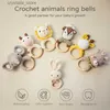 Bopoobo 1pc Baby Rattles Crochet Bunny Rattle Toy Wood Ring Baby Teether Rodent Baby Gym Mobile Rattles Newborn Educational Toys L230518