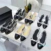 2023-klassisk designer sandaler högkvalitativa kvinnors bröllopsklänning skor sommar tjocka klackar mode runda huvud glider kohud plattform sexig dam sandal