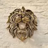 Objets décoratifs Figurines Grande tête de lion murale Art Sculpture Or Résine De Luxe Décor Cuisine Chambre Dropshippin 230701