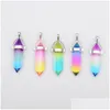 Charms Colorf Glass Hexagon Prism Rainbow Pendant For Necklace Jewelry Making Women Män Partihandel Drop Leverans Fyndkomponenter DHKPR