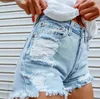 Shorts Ins Street Personality Golden Tooth Girl Biting Fingers Europe and America Casual Hole Denim Shorts Hot Pants