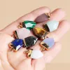 Charms Gold Edge Natural Crystal Stone Healing Hexagon Arrow Pendant DIY Halsband smycken som gör grossistdrop leverans fynd com dh9zt