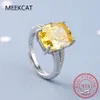 Med sidogenar 100% 925 Sterling Silver Created Citrine Diamonds Gemstone Wedding Engagement Ring Fine Jewelry Present grossist 230701